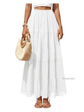 Chiffon Pleated Maxi Skirt High Waist Long Skirt